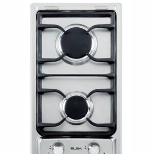 Elba 30cm 2 Burner Cast Iron Gas Hob - Silver